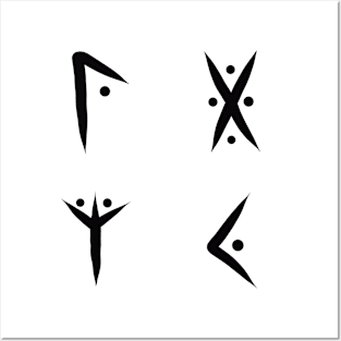 Four Runes in Black Posters and Art